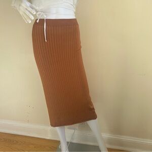 Free People Beach to Night Ribbed Midi Skirt – Rust Brown – Size S